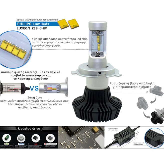 Ζεύγος Λάμπες Led H11 G7 Luxeon-Zes Chip 4000LM-6500K